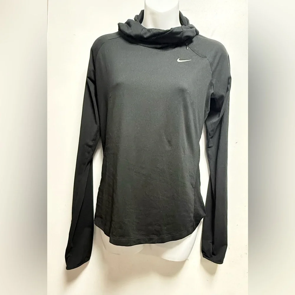 Nike Dri-Fit Element Fitted Running Athletic Hoodie Black Size S
